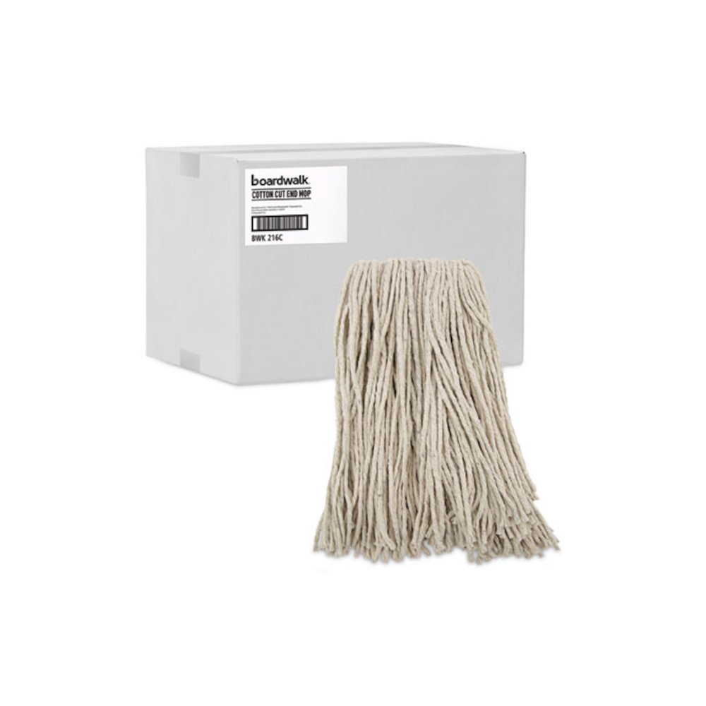 Premium Cut-End Wet Mop Heads, Cotton, 16 oz, White, 12/Carton. Picture 9