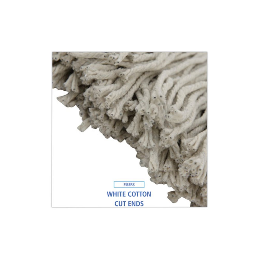 Premium Cut-End Wet Mop Heads, Cotton, 20 oz, White, 12/Carton. Picture 4