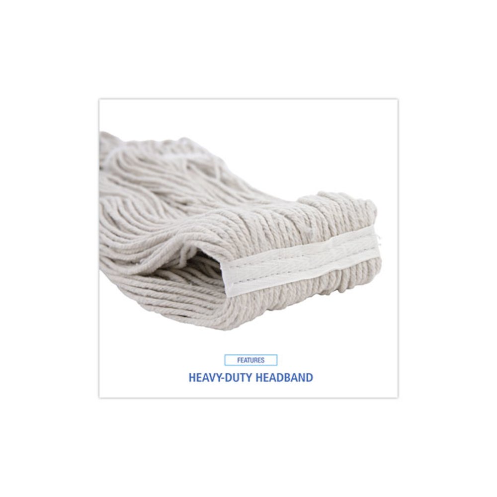 Premium Cut-End Wet Mop Heads, Cotton, 20 oz, White, 12/Carton. Picture 6