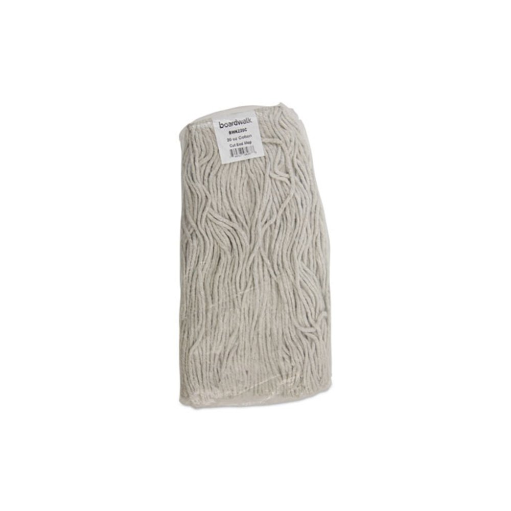 Premium Cut-End Wet Mop Heads, Cotton, 20 oz, White, 12/Carton. Picture 7