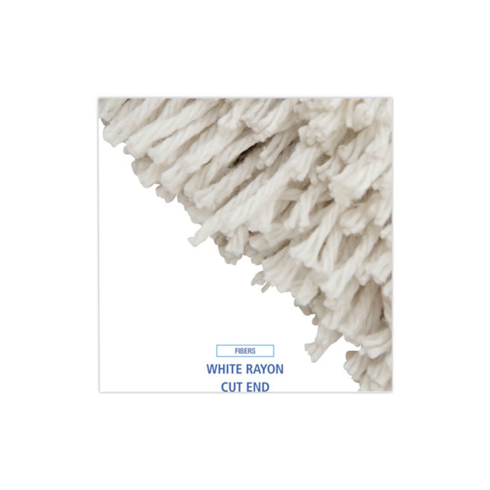 Premium Cut-End Wet Mop Heads, Rayon, 24 oz, White, 12/Carton. Picture 4