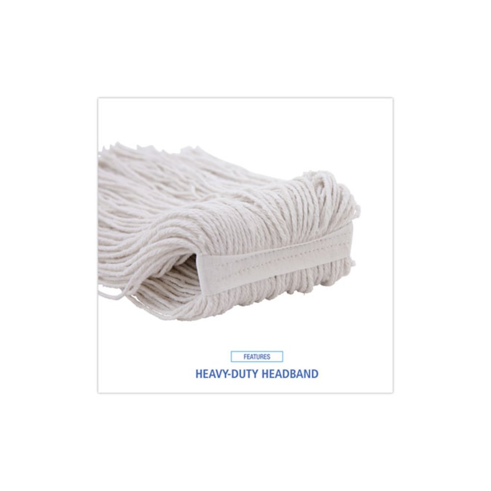 Premium Cut-End Wet Mop Heads, Rayon, 24 oz, White, 12/Carton. Picture 6