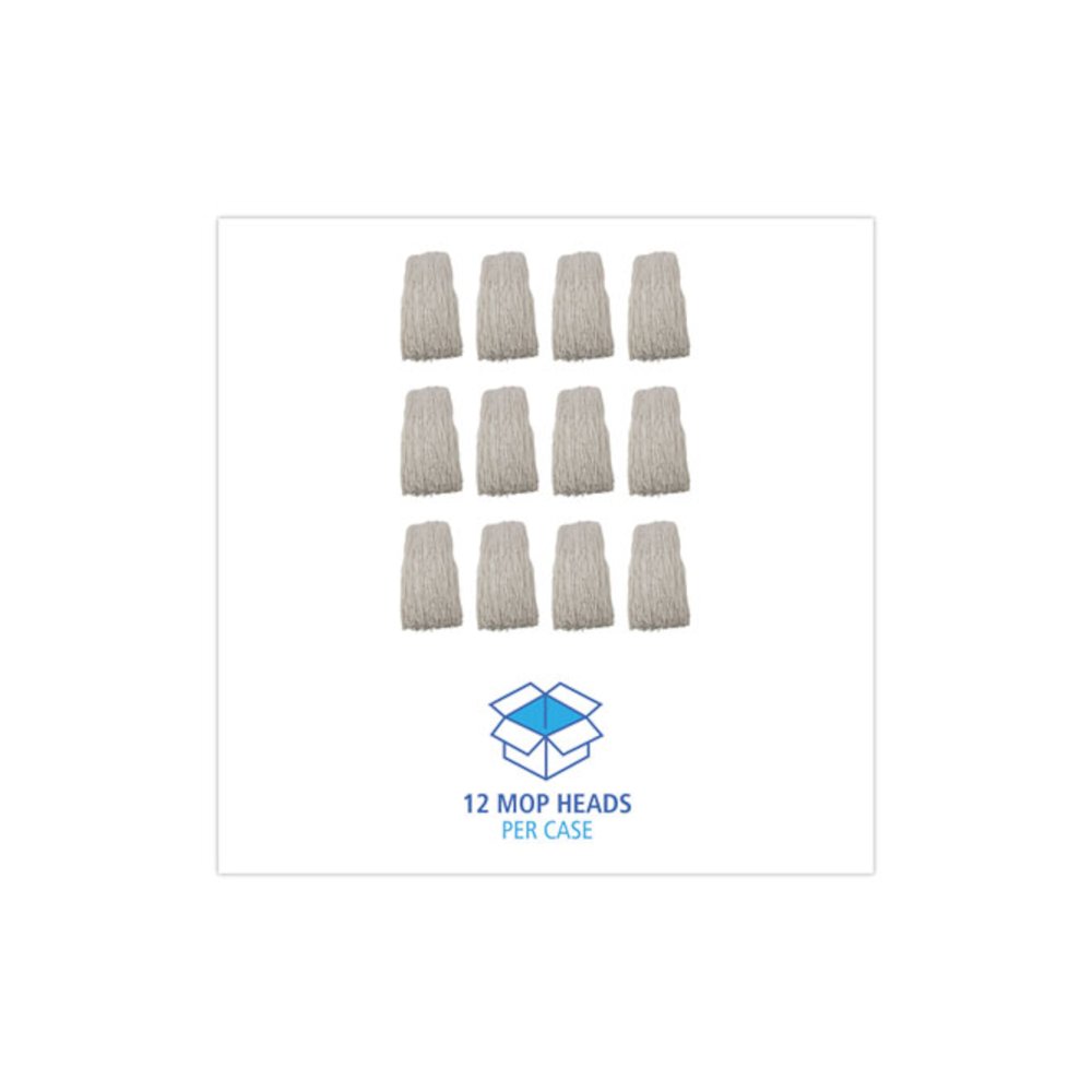 Premium Cut-End Wet Mop Heads, Rayon, 24 oz, White, 12/Carton. Picture 8