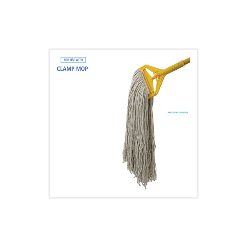Mop Head, Premium Standard Head, Cotton Fiber, 32 oz, White, 12/Carton. Picture 3