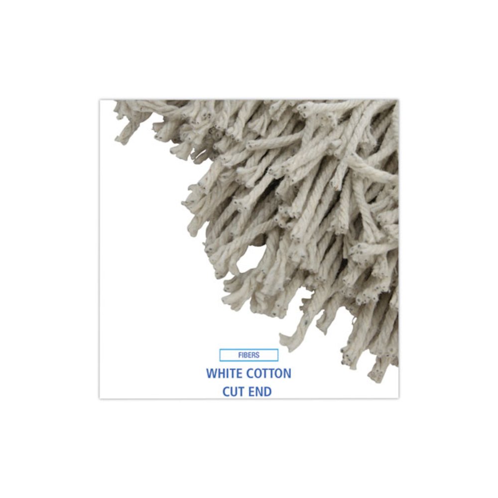 Mop Head, Premium Standard Head, Cotton Fiber, 32 oz, White, 12/Carton. Picture 4
