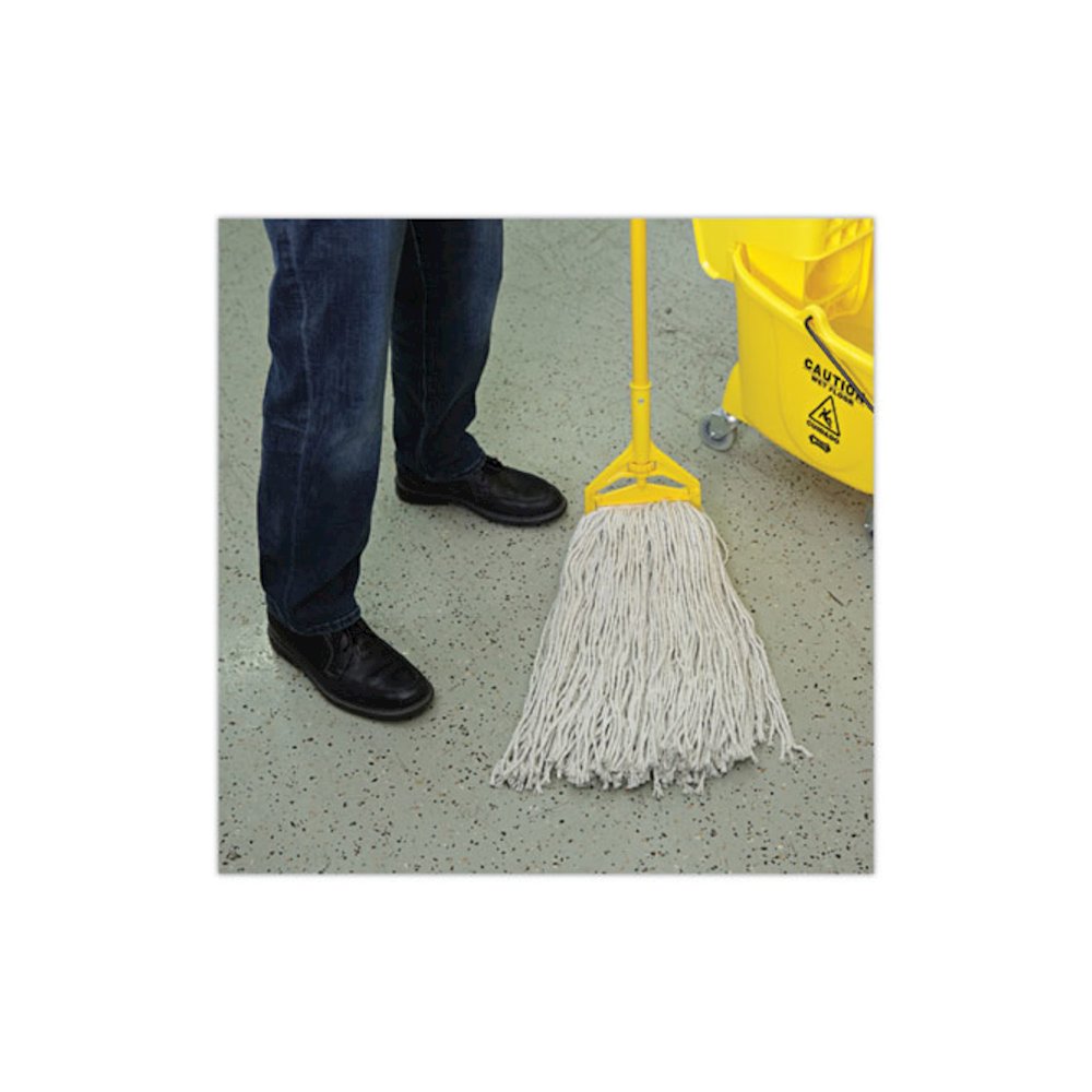 Mop Head, Premium Standard Head, Cotton Fiber, 32 oz, White, 12/Carton. Picture 5