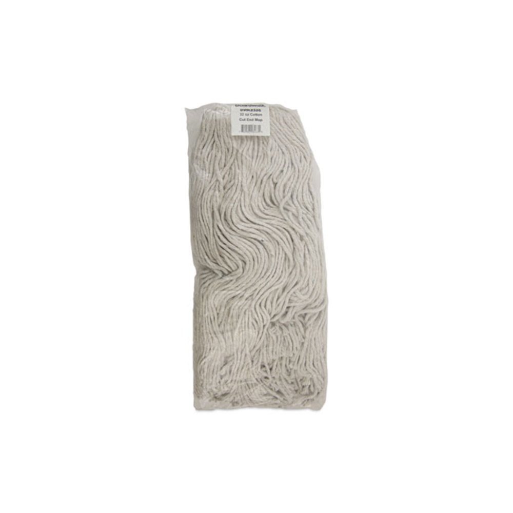 Mop Head, Premium Standard Head, Cotton Fiber, 32 oz, White, 12/Carton. Picture 7