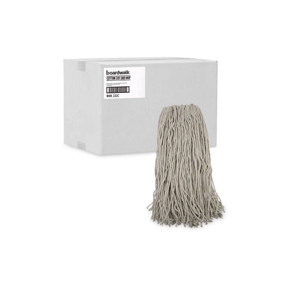 Mop Head, Premium Standard Head, Cotton Fiber, 32 oz, White, 12/Carton. Picture 9