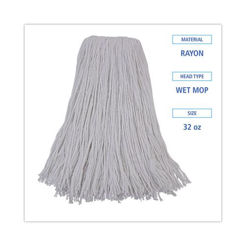 Mop Head, Premium Standard Head, Rayon Fiber, 32oz, White, 12/Carton. Picture 2