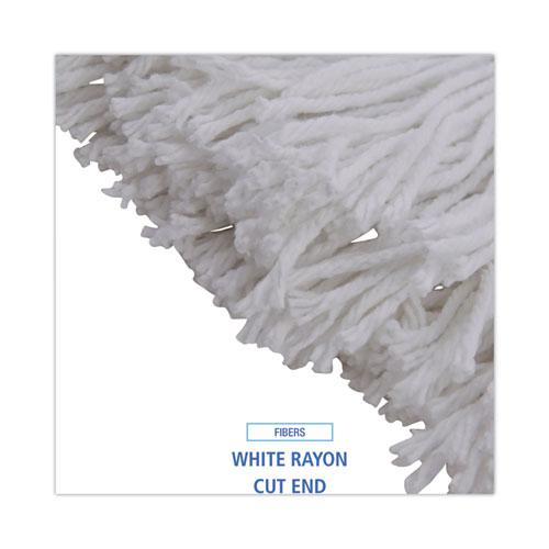 Mop Head, Premium Standard Head, Rayon Fiber, 32oz, White, 12/Carton. Picture 4