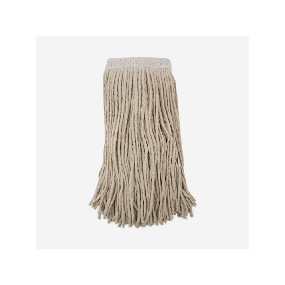 Mop Head, Premium Saddleback Head, Cotton Fiber, 24 oz, White, 12/Carton. Picture 1