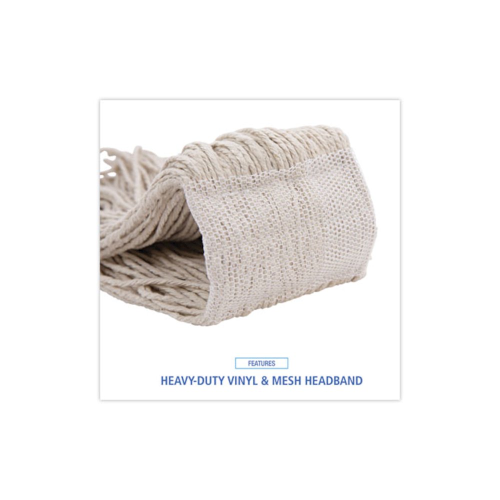 Mop Head, Premium Saddleback Head, Cotton Fiber, 24 oz, White, 12/Carton. Picture 6