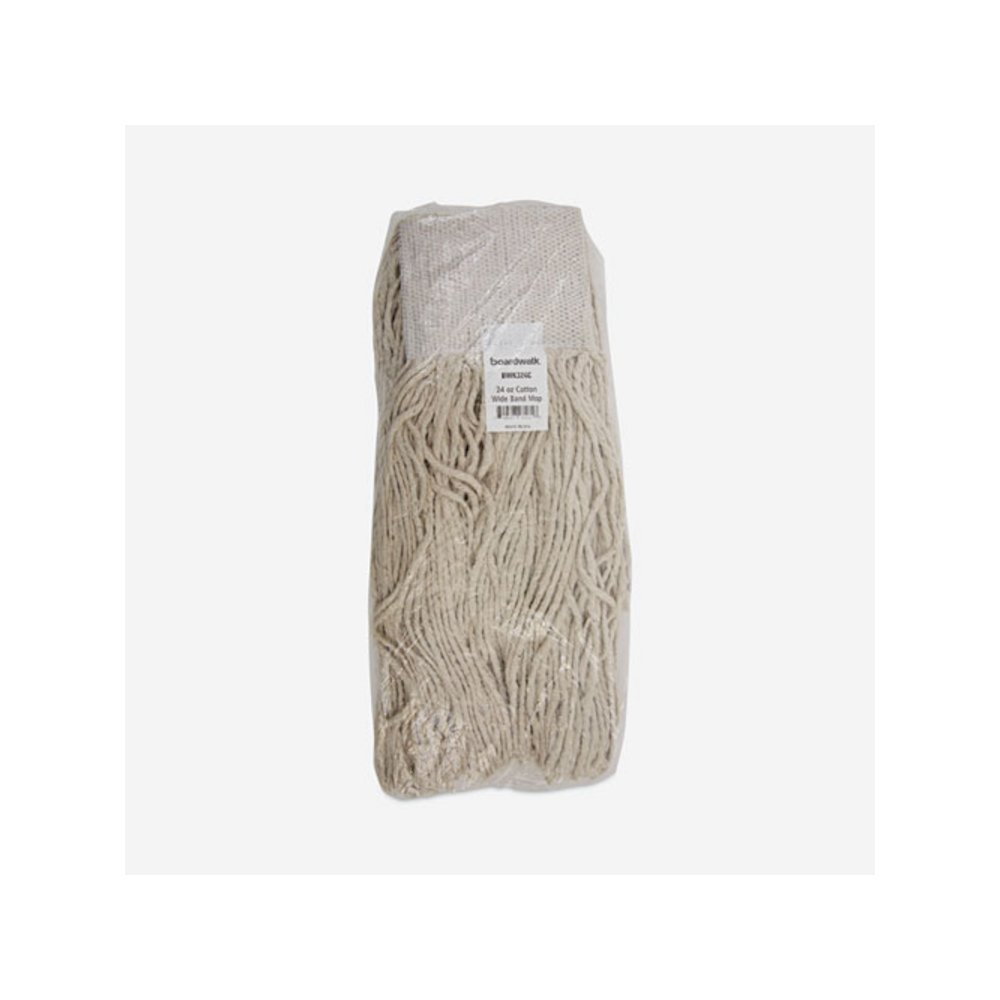 Mop Head, Premium Saddleback Head, Cotton Fiber, 24 oz, White, 12/Carton. Picture 7