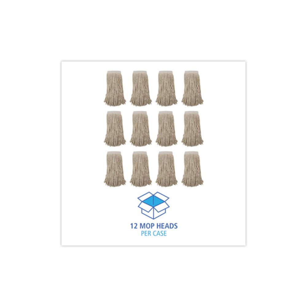 Mop Head, Premium Saddleback Head, Cotton Fiber, 24 oz, White, 12/Carton. Picture 8