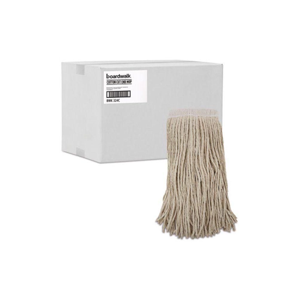 Mop Head, Premium Saddleback Head, Cotton Fiber, 24 oz, White, 12/Carton. Picture 9