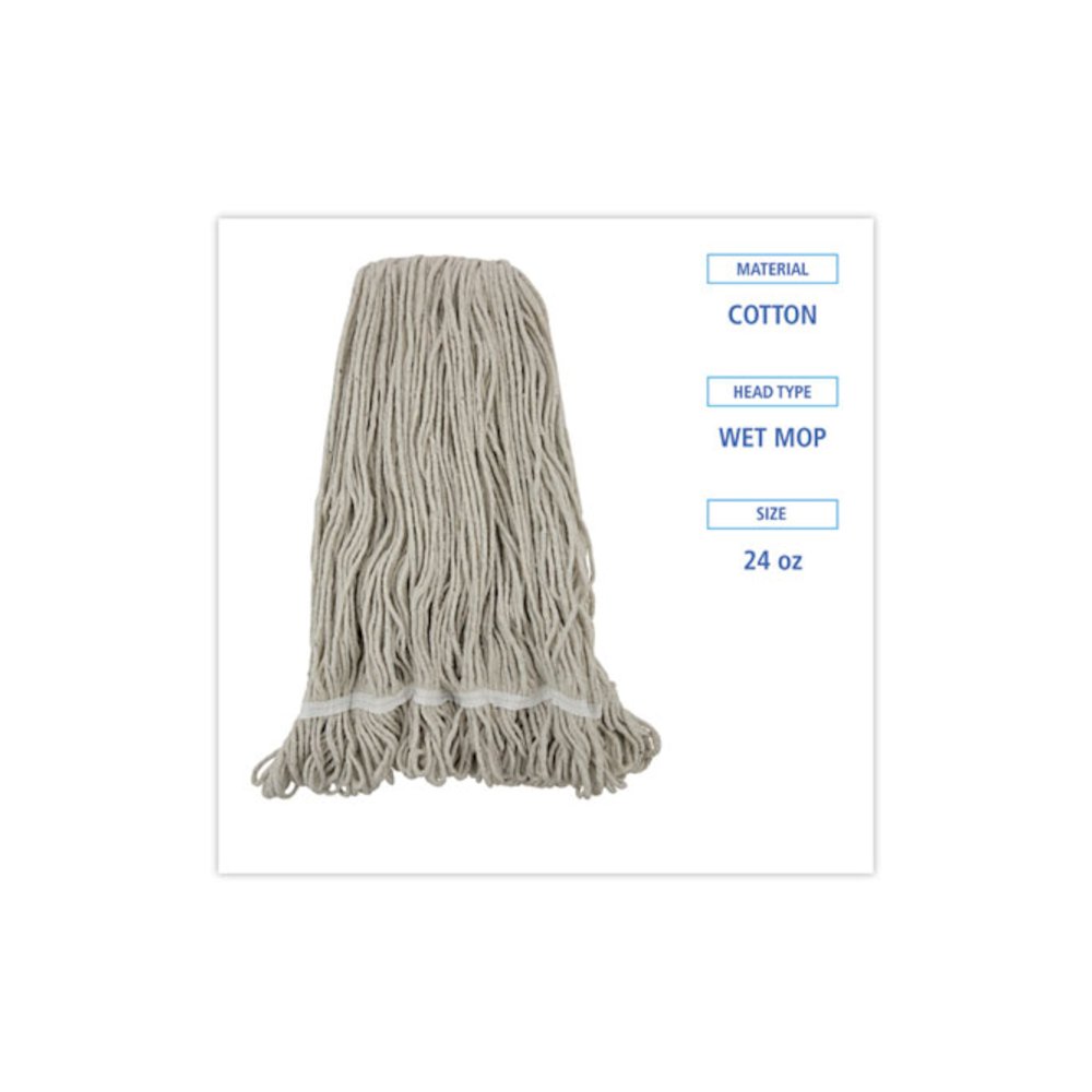 Pro Loop Web/Tailband Wet Mop Head, Cotton, 24 oz, White, 12/Carton. Picture 2