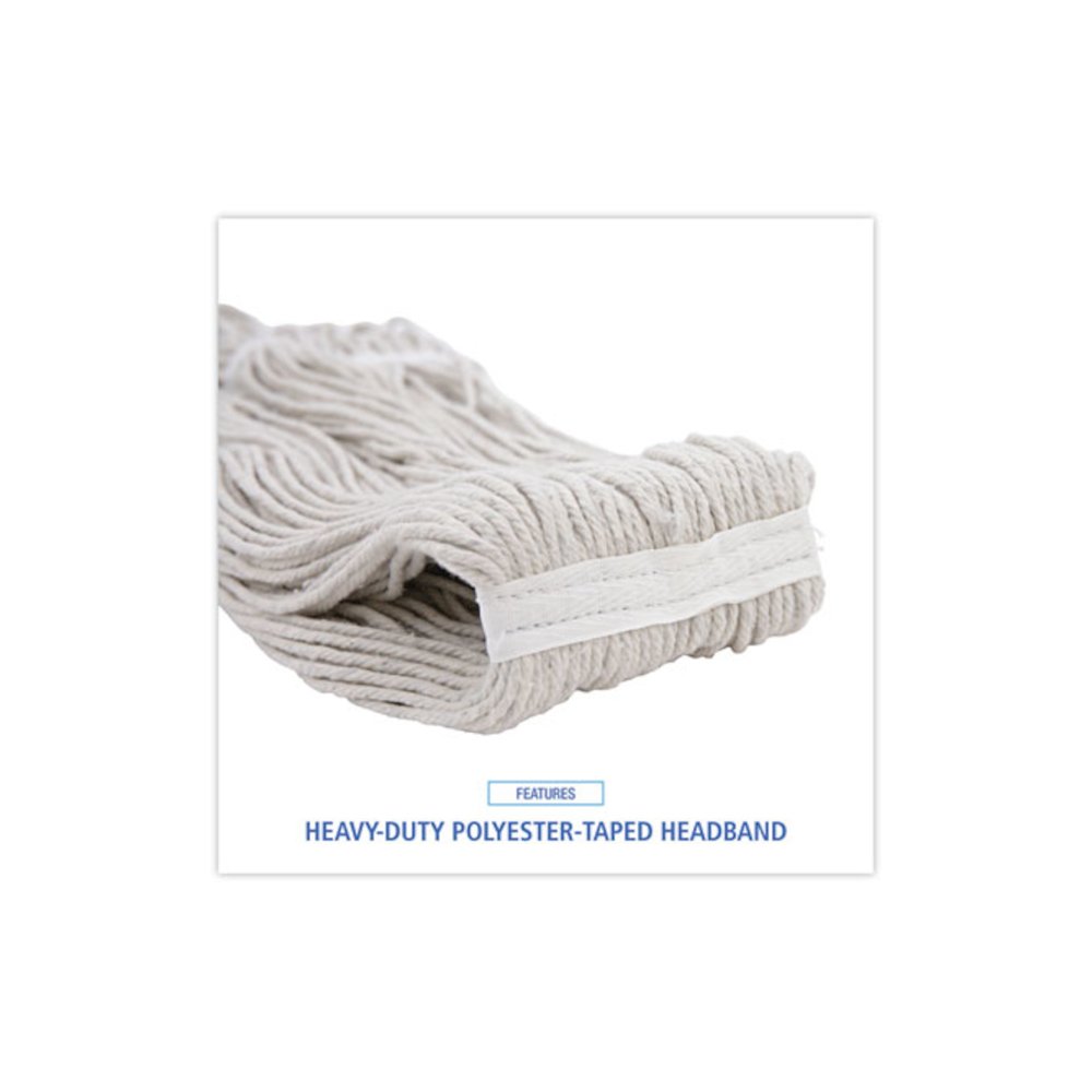 Pro Loop Web/Tailband Wet Mop Head, Cotton, 24 oz, White, 12/Carton. Picture 6