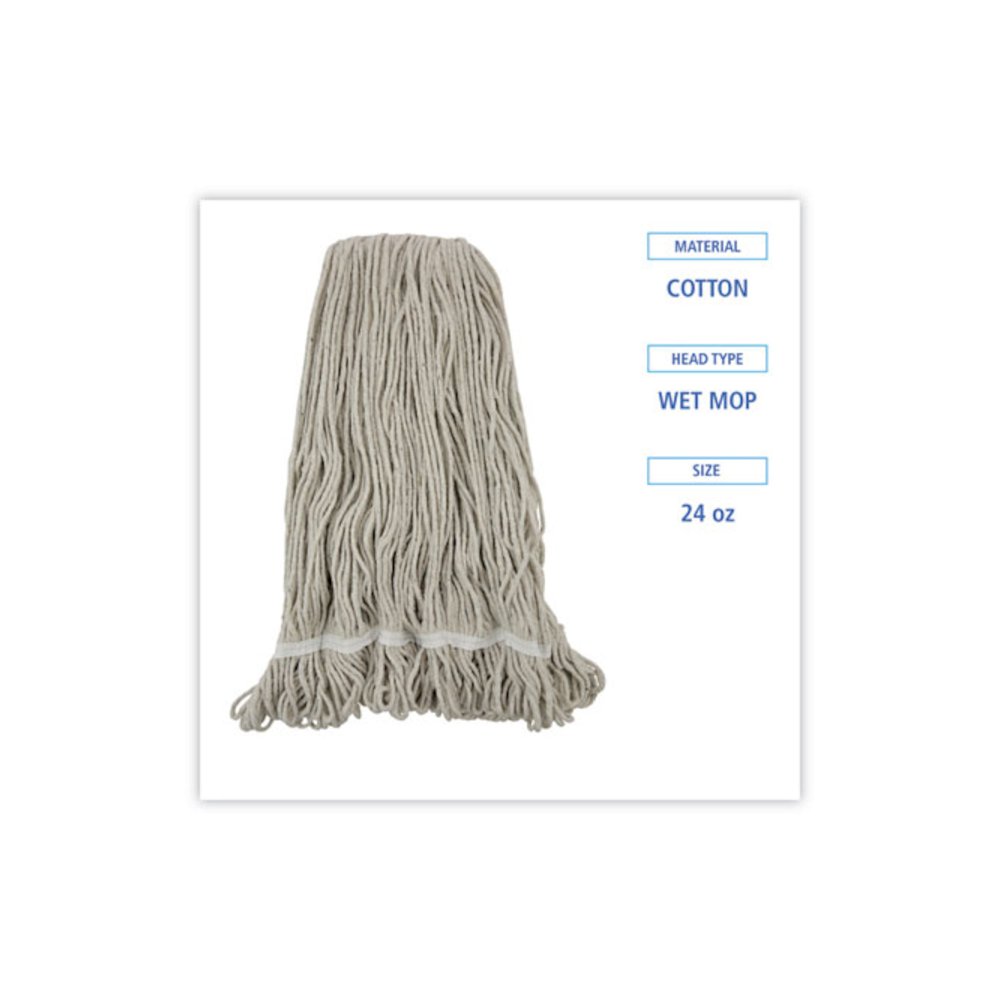 Pro Loop Web/Tailband Wet Mop Head, Cotton, 24 oz., White. Picture 2