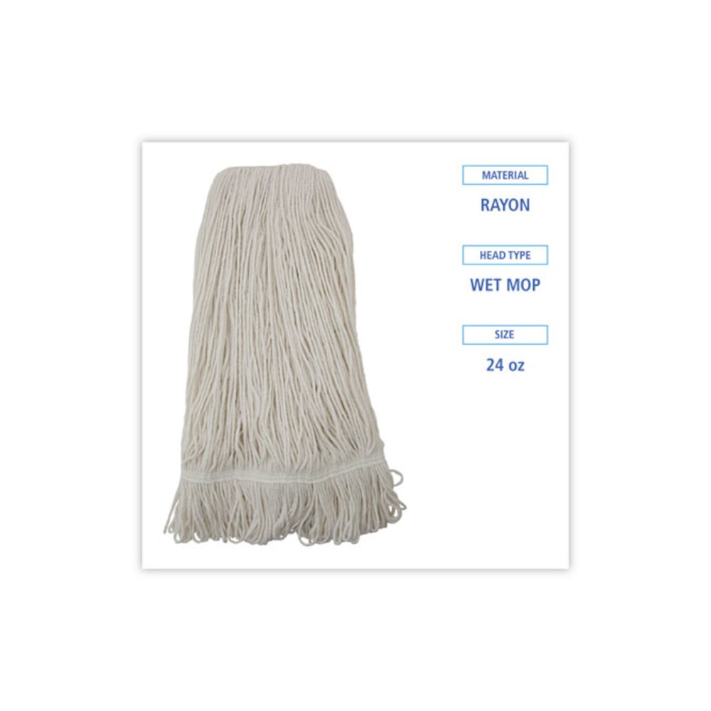 Pro Loop Web/Tailband Wet Mop Head, Rayon, 24 oz, White, 12/Carton. Picture 2