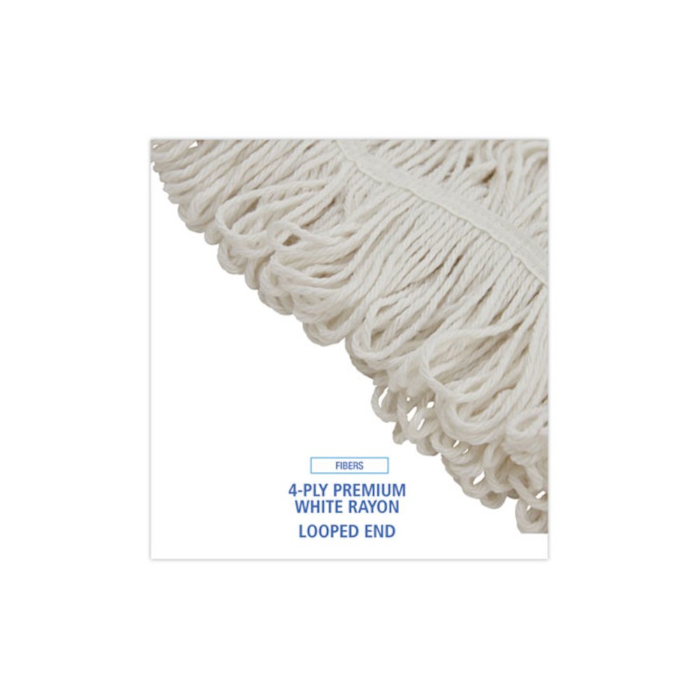 Pro Loop Web/Tailband Wet Mop Head, Rayon, 24 oz, White, 12/Carton. Picture 4