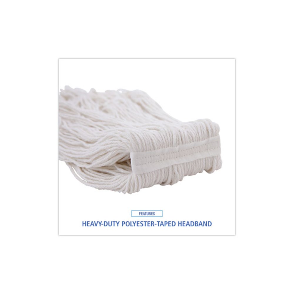Pro Loop Web/Tailband Wet Mop Head, Rayon, 24 oz, White, 12/Carton. Picture 6