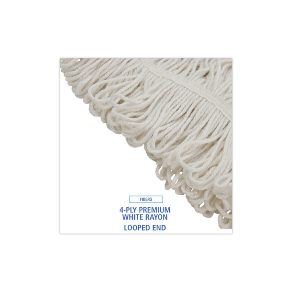 Pro Loop Web/Tailband Wet Mop Head, Rayon, 24 oz, White. Picture 4