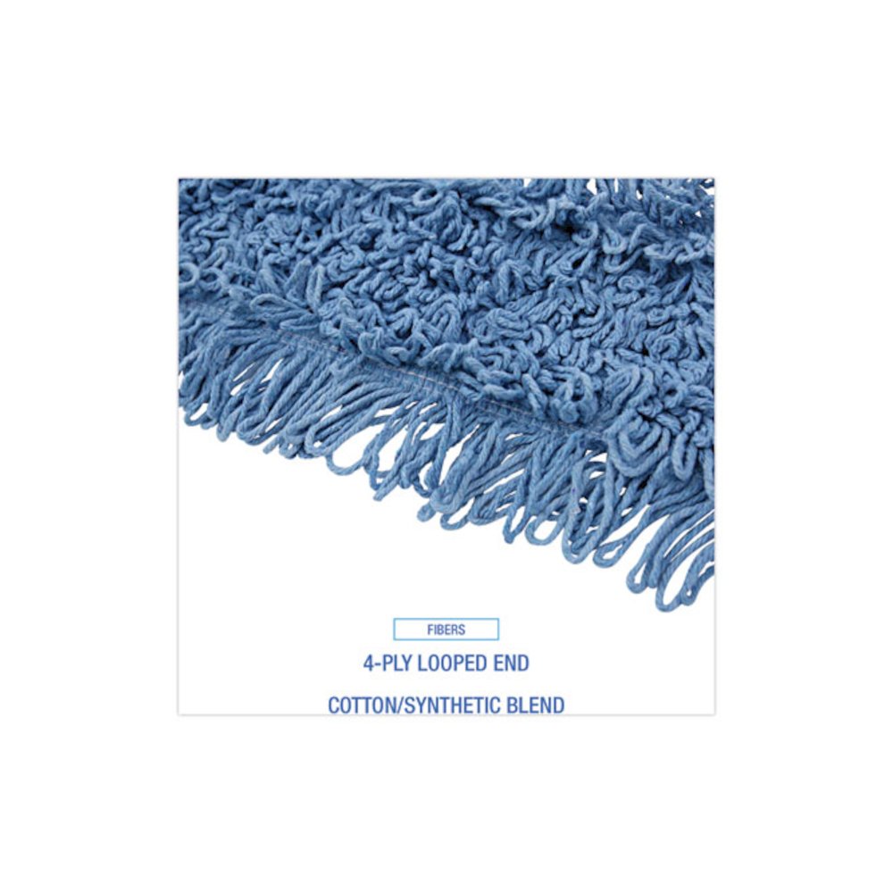 Dust Mop Head, Cotton/Synthetic Blend, 48" x 5", Blue. Picture 4