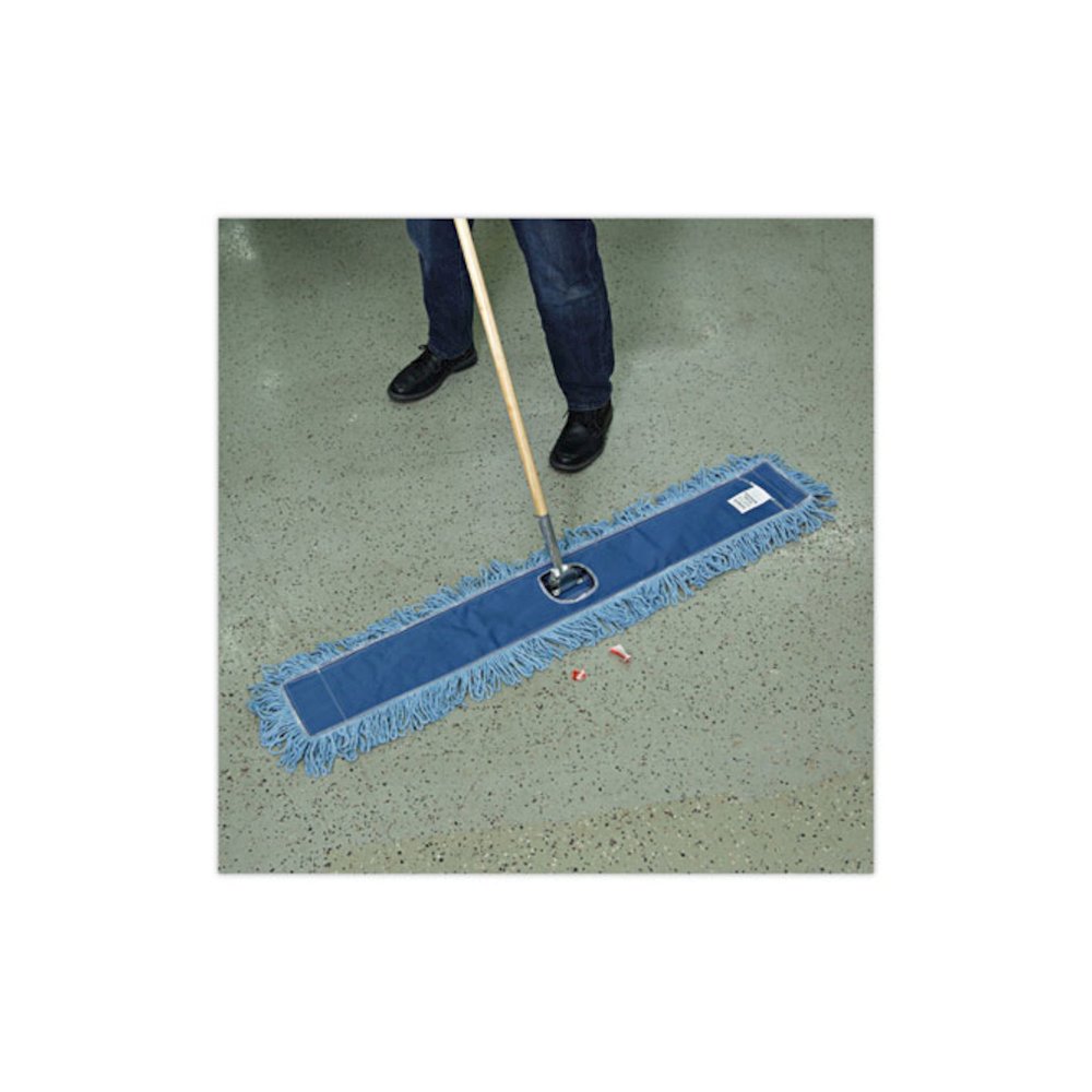 Dust Mop Head, Cotton/Synthetic Blend, 48" x 5", Blue. Picture 5