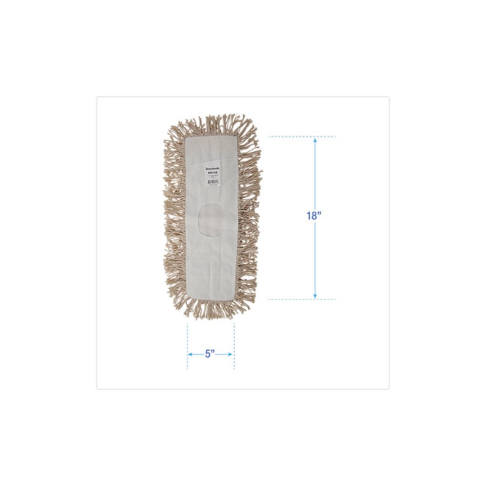 Industrial Dust Mop Head, Hygrade Cotton, 18 x 5, White. Picture 2