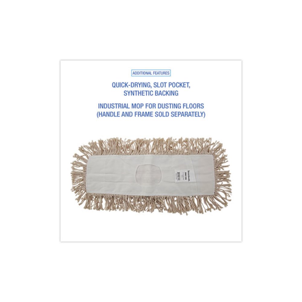 Industrial Dust Mop Head, Hygrade Cotton, 18 x 5, White. Picture 3