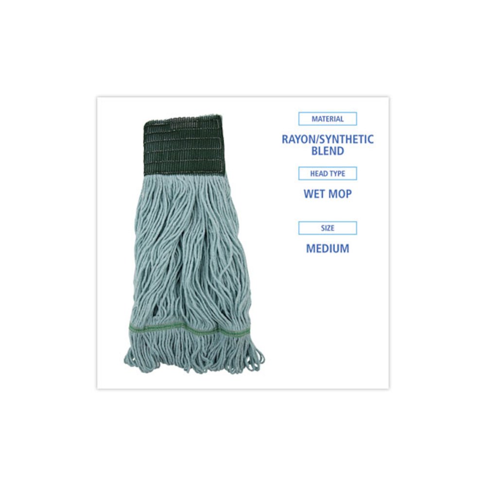 EchoMop with Looped-End Wet Head, Cotton/Rayon/Synthetic, Medium, Blue, 12/Carton. Picture 2
