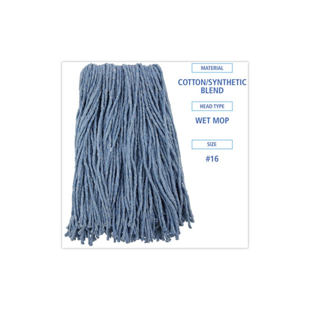 Mop Head, Standard Head, Cotton/Synthetic Fiber, Cut-End, #16., Blue. Picture 2