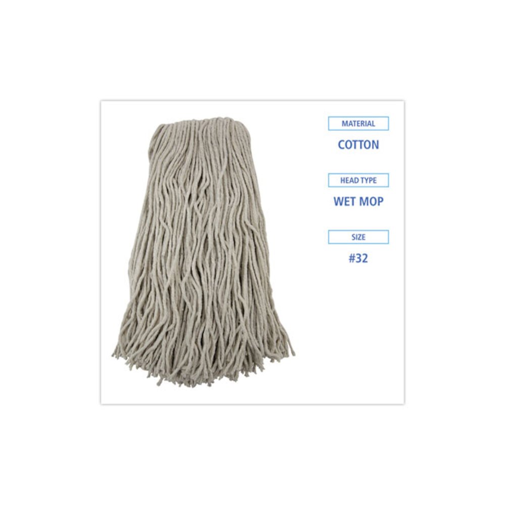 Cut-End Wet Mop Head, Cotton, #32, White, 12/Carton. Picture 2