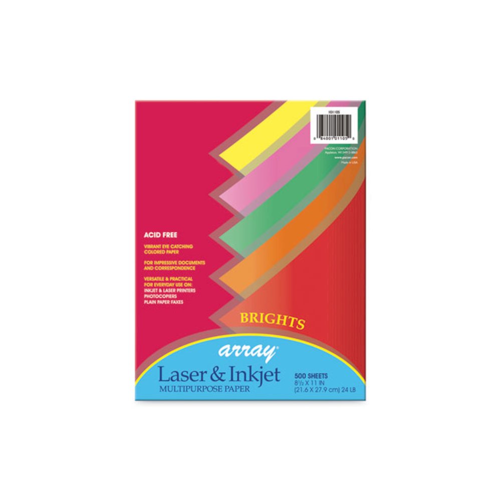 Array Colored Bond Paper, 24 lb Bond Weight, 8.5 x 11, Assorted Bright Colors, 500/Ream. Picture 1