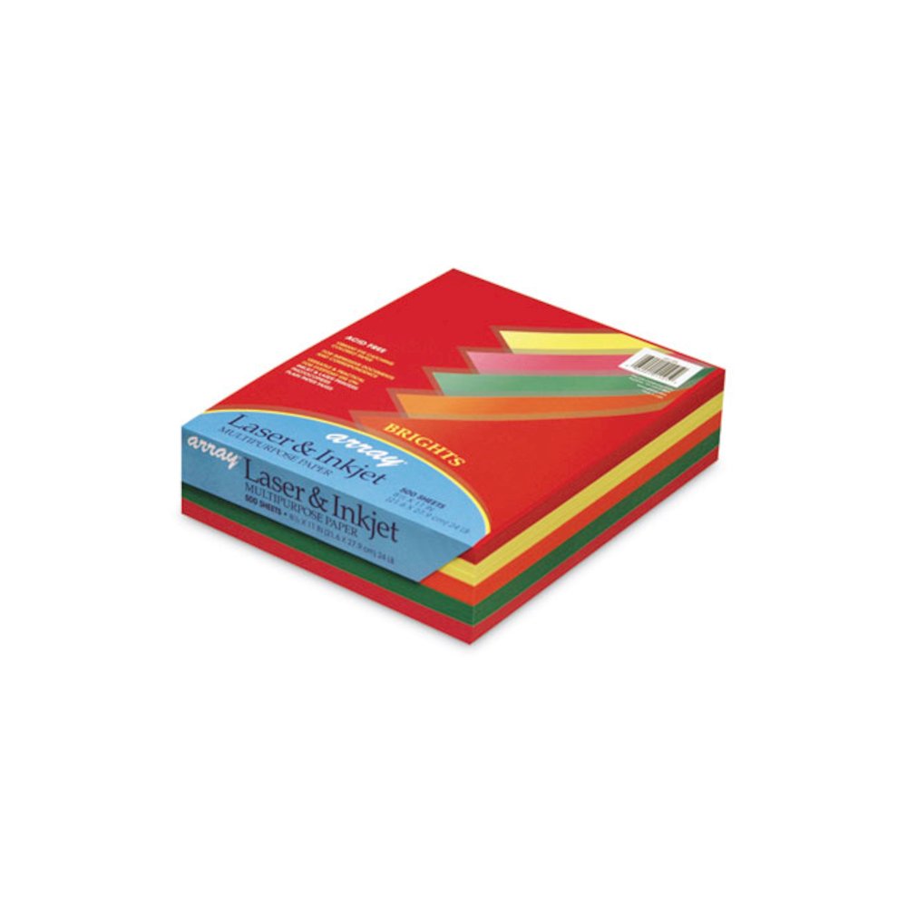 Array Colored Bond Paper, 24 lb Bond Weight, 8.5 x 11, Assorted Bright Colors, 500/Ream. Picture 2