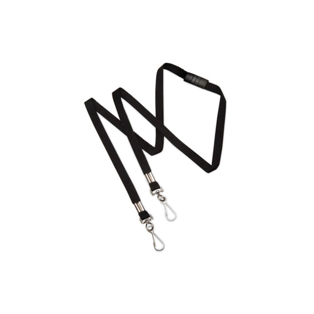 8455016988429, SKILCRAFT Face Mask Lanyard, Metal J-Hook Fastener, 36" Long, Black, Dozen. Picture 1