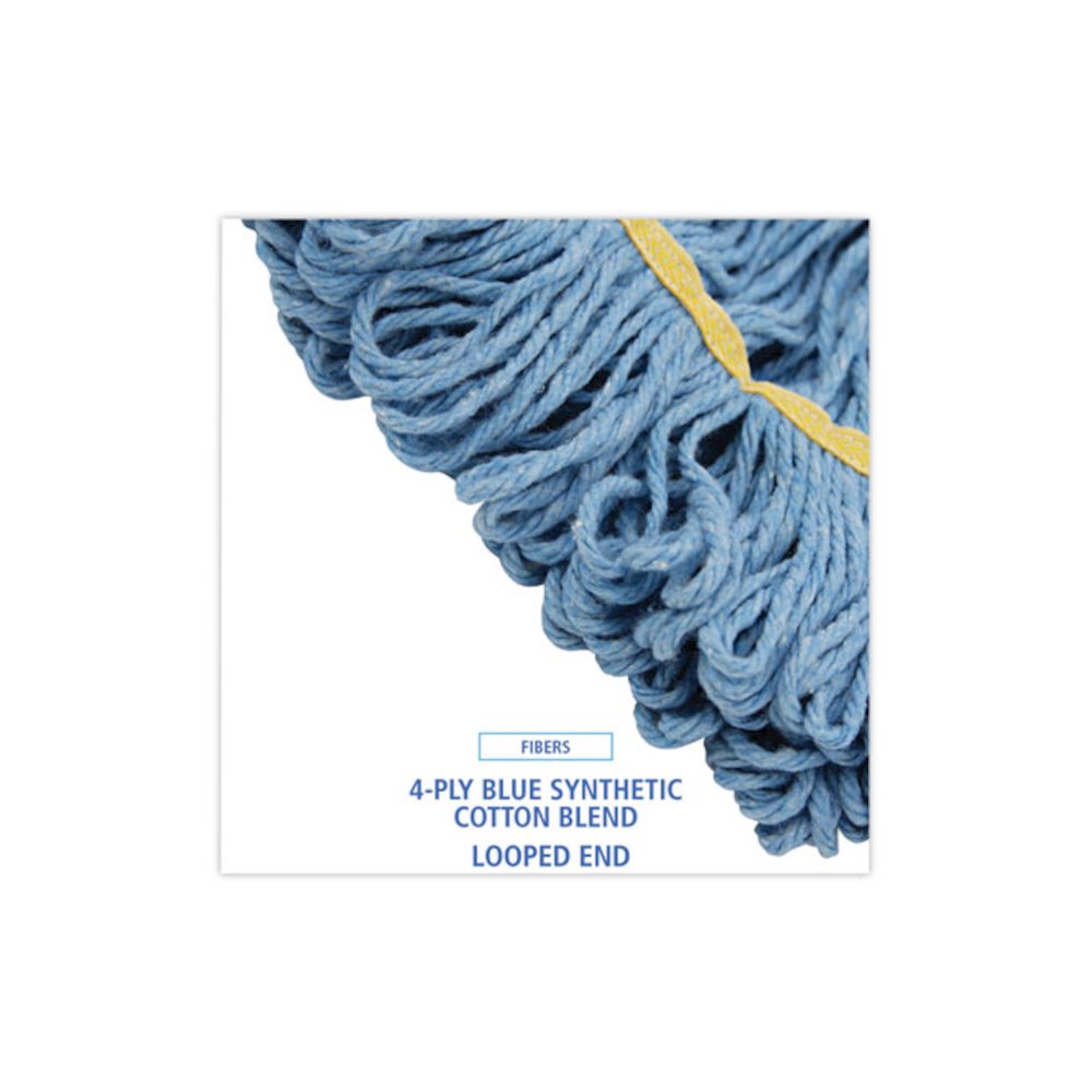 Super Loop Wet Mop Head, Cotton/Synthetic Fiber, 5" Headband, Small Size, Blue, 12/Carton. Picture 4