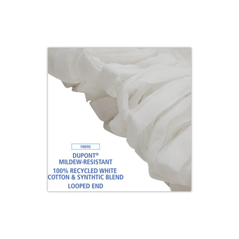 Mop Head, Looped, Enviro Clean With Tailband, Cotton/Synthetic, Medium, White, 12/Carton. Picture 4