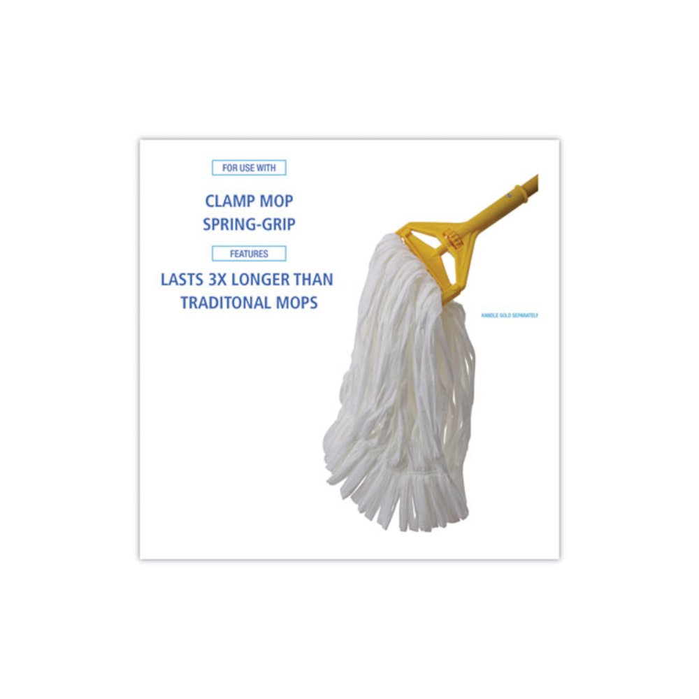 Mop Head, Looped, Enviro Clean With Tailband, Cotton/Synthetic, Medium, White, 12/Carton. Picture 3