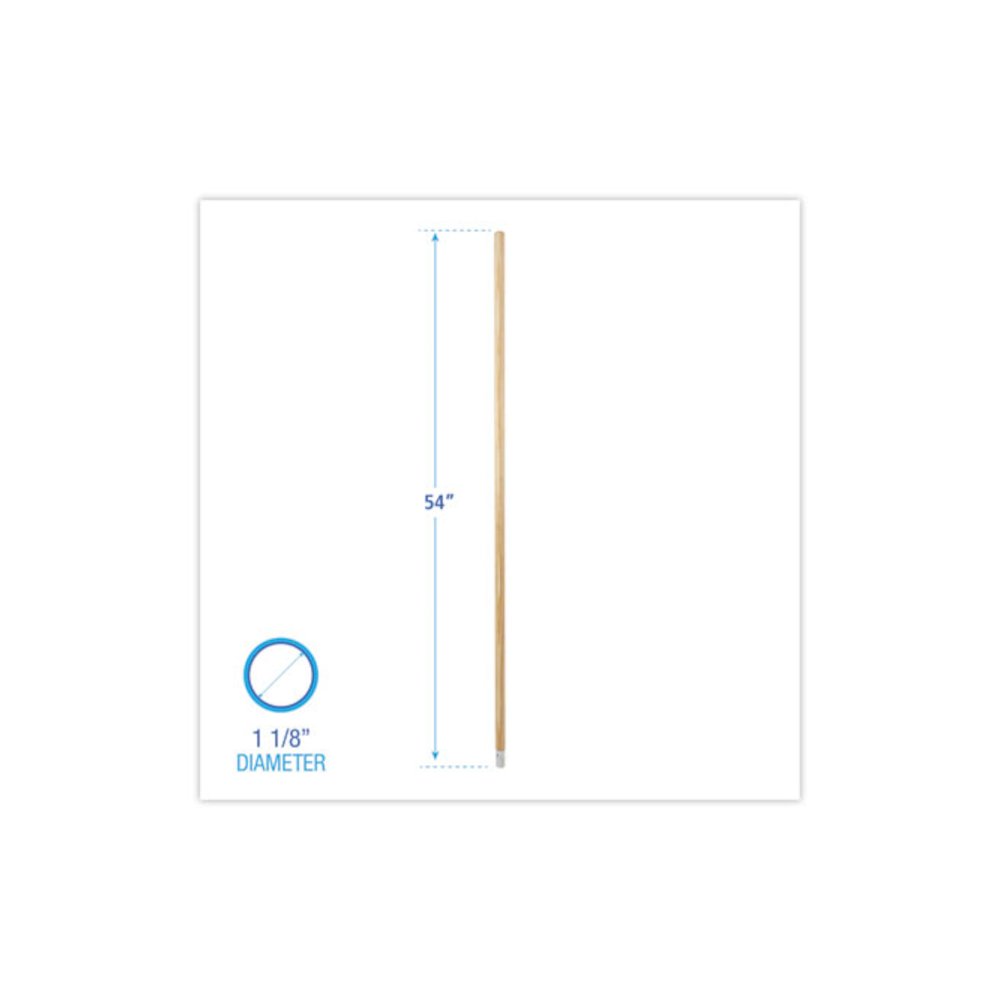 Lie-Flat Screw-In Mop Handle, 1.13" dia x 54", Natural. Picture 2