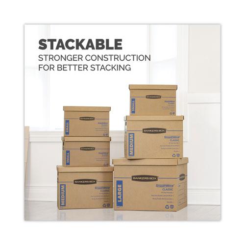 SmoothMove Classic Moving/Storage Boxes, Half Slotted Container (HSC), Medium, 15" x 18" x 14", Brown/Blue, 8/Carton. Picture 8