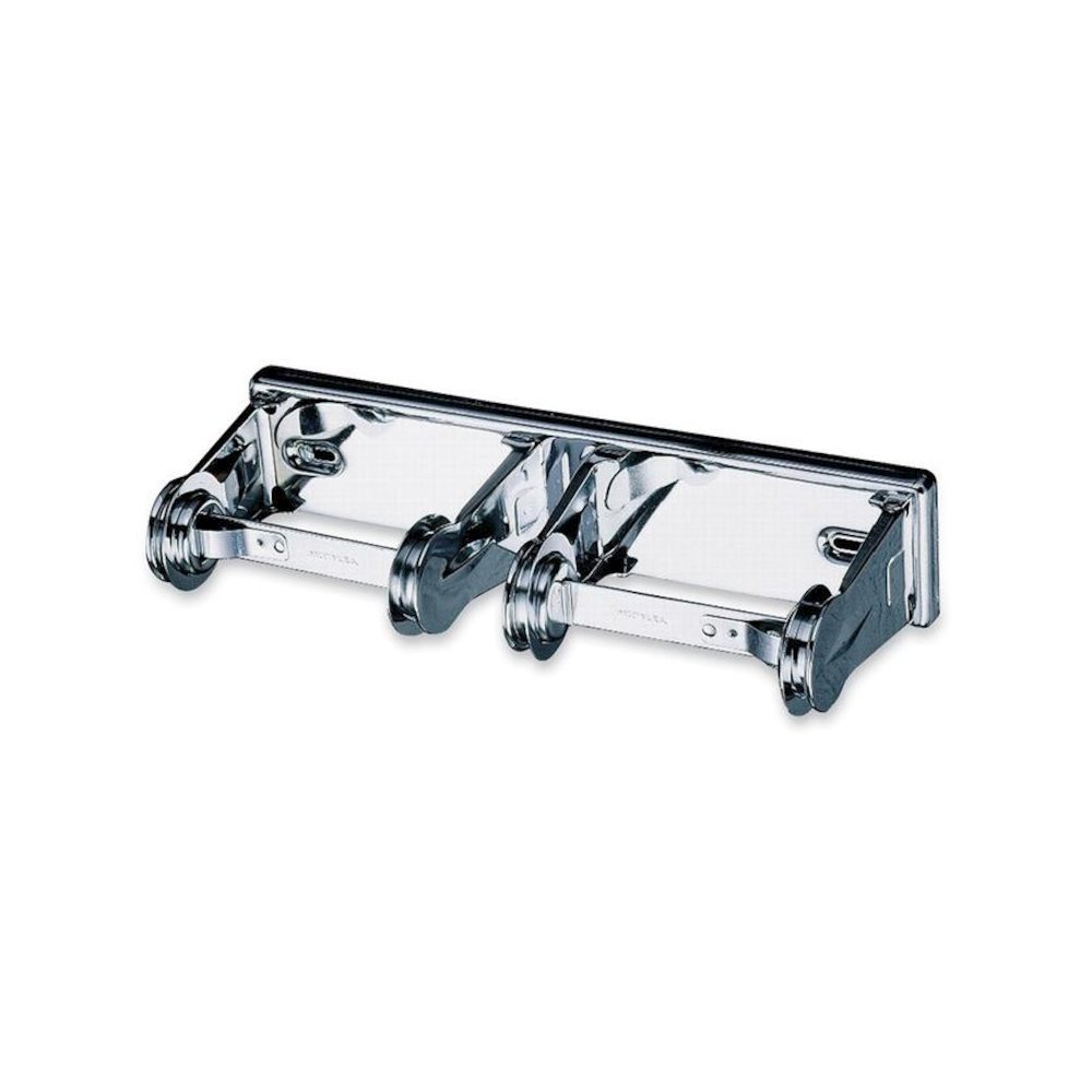 San Jamar 2-Roll Locking Bath Tissue Dispenser - Roll Dispenser - 2 x Roll - 2.8" Height x 12.4" Width x 4.5" Depth - Chrome - Anti-theft, Lockable - 1 Each. Picture 1