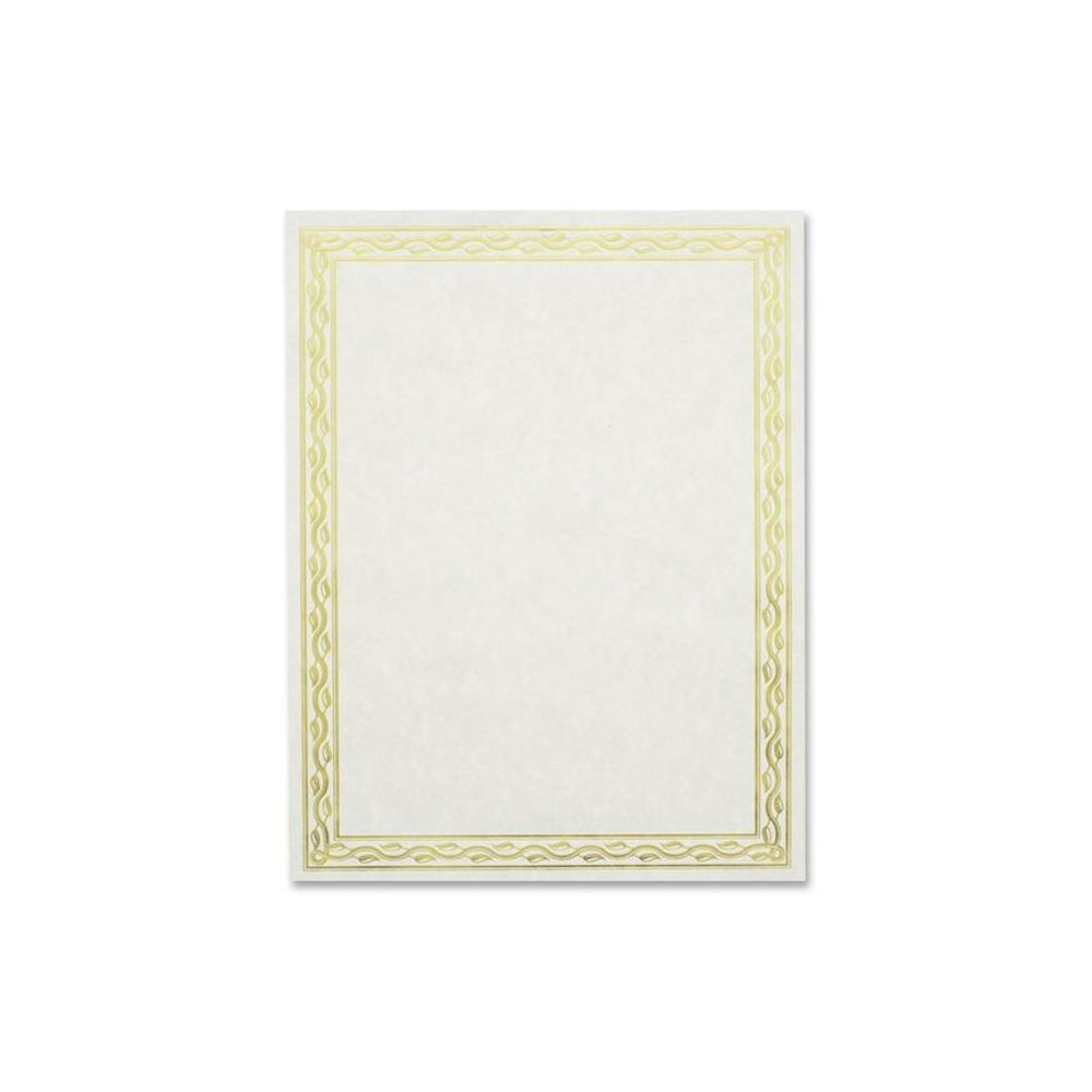 Geographics Premium Gold Foil Border Certificates - 28 lb Basis Weight - 8.5" x 11" - Inkjet, Laser Compatible - Gold with Gold Border - Parchment Paper - 12 / Pack. Picture 1