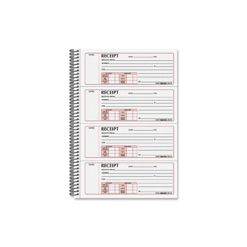 Rediform Money Receipt Book - 300 Sheet(s) - Wire Bound - 2 PartCarbonless Copy - 7.62" x 11" Sheet Size - White - White Sheet(s) - Red Print Color - Blue Cover - 1 Each. Picture 1