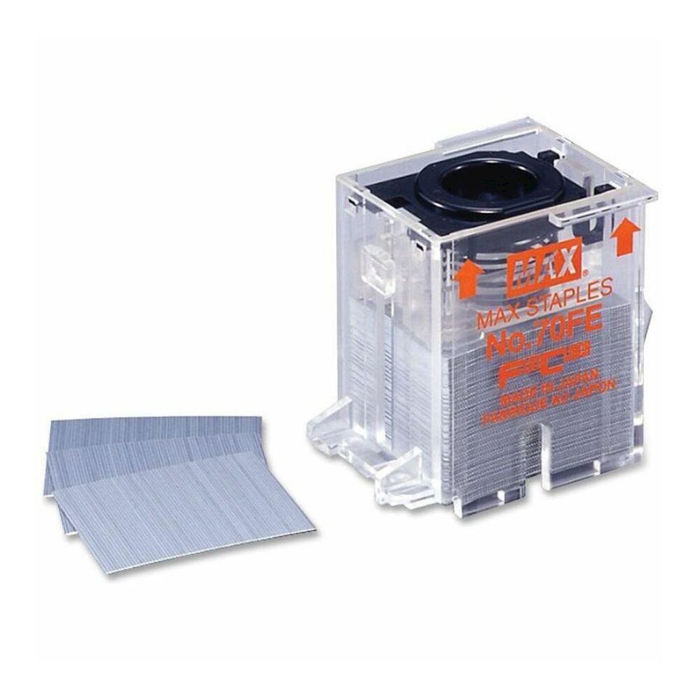 MAX EH70F Flat Clinch Staple Cartridge - 5/16" Leg - 7/16" Crown - Holds 70 Sheet(s) - for Paper - Silver5000 / Box. Picture 1