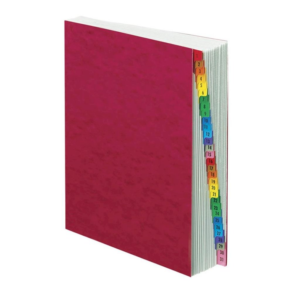 Pendaflex PressGuard Expandable 1-31 Index Desk File - 31 x Divider(s) - Printed Tab(s) - Digit - 1-31 - Letter - 8.50" Width x 11" Length - Red Pressguard Divider - Multicolor Tab(s) - Recycled - Dur. Picture 1