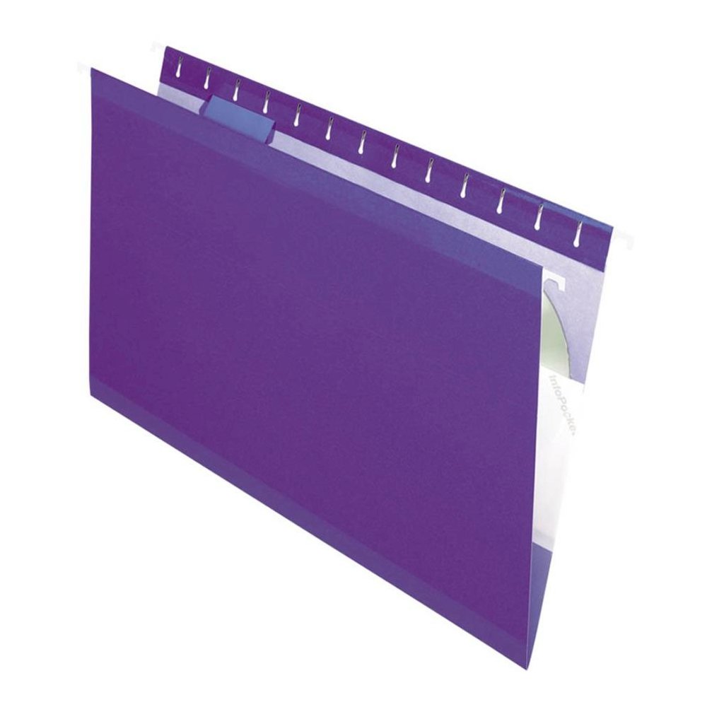 Pendaflex 1/5 Tab Cut Legal Recycled Hanging Folder - 8 1/2" x 14" - Violet - 10% Recycled - 25 / Box. Picture 1
