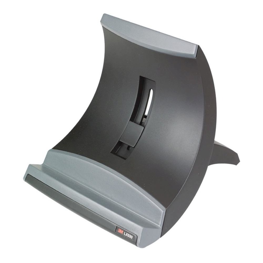 3M Ergonomic Vertical Notebook Computer Riser - 8.8" Height x 7.8" Width x 6.4" Depth - Silver, Black. Picture 1