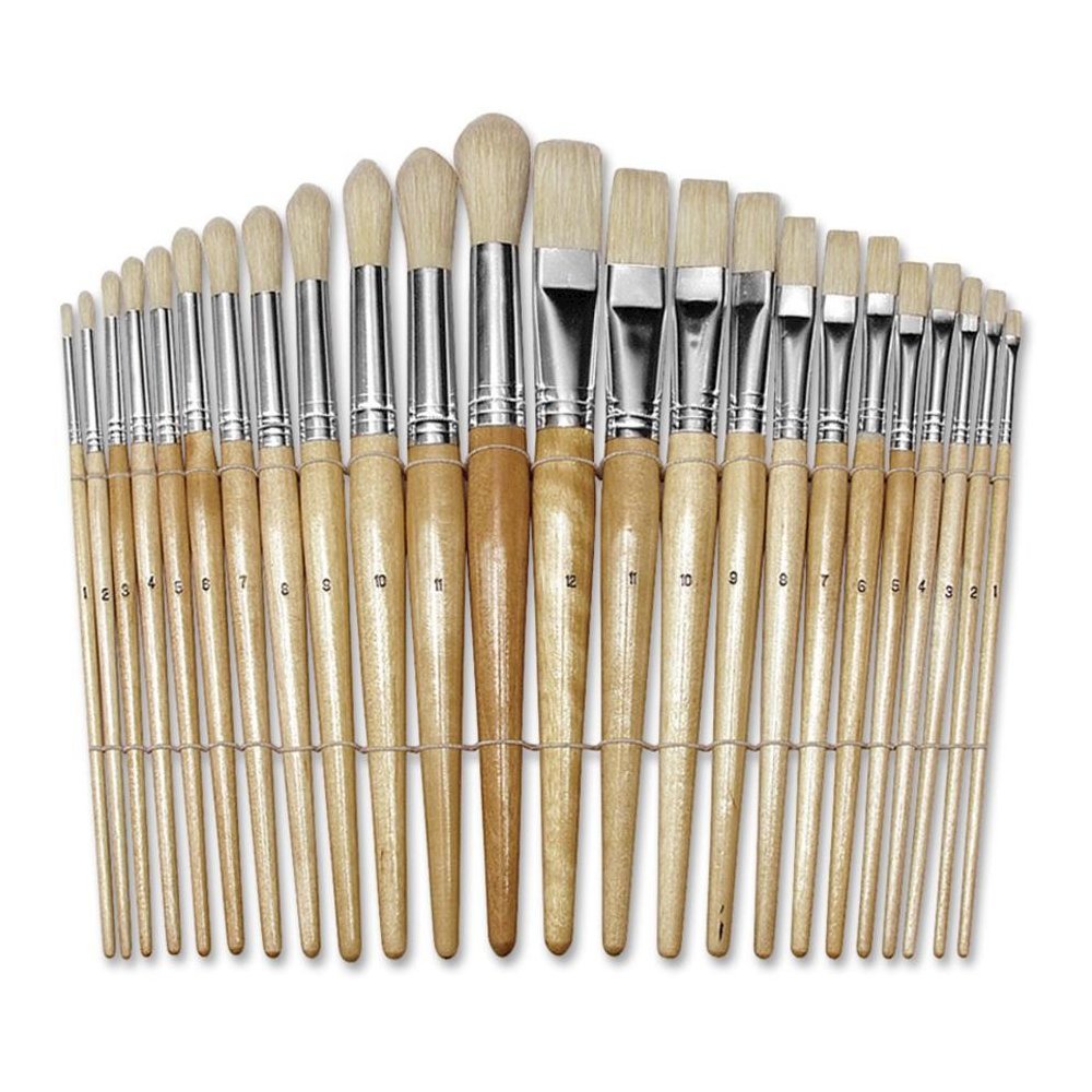 Creativity Street Preschool Brush Set - 24 Brush(es) Wood - Nickel Plated Ferrule. Picture 1