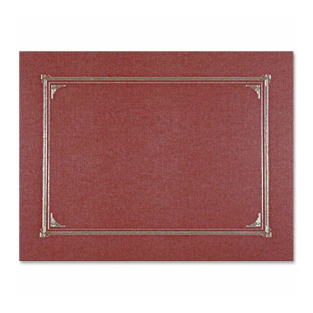 Geographics Letter, A4 Recycled Certificate Holder - 8 1/2" x 11" , 10" x 8" , 8 17/64" x 11 11/16" - Linen - Burgundy - 30% Recycled - 6 / Pack. Picture 1